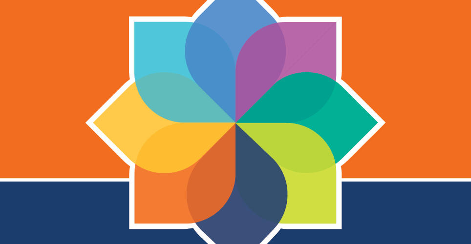 colorful eight petaled graphic representing U-M model of well-being