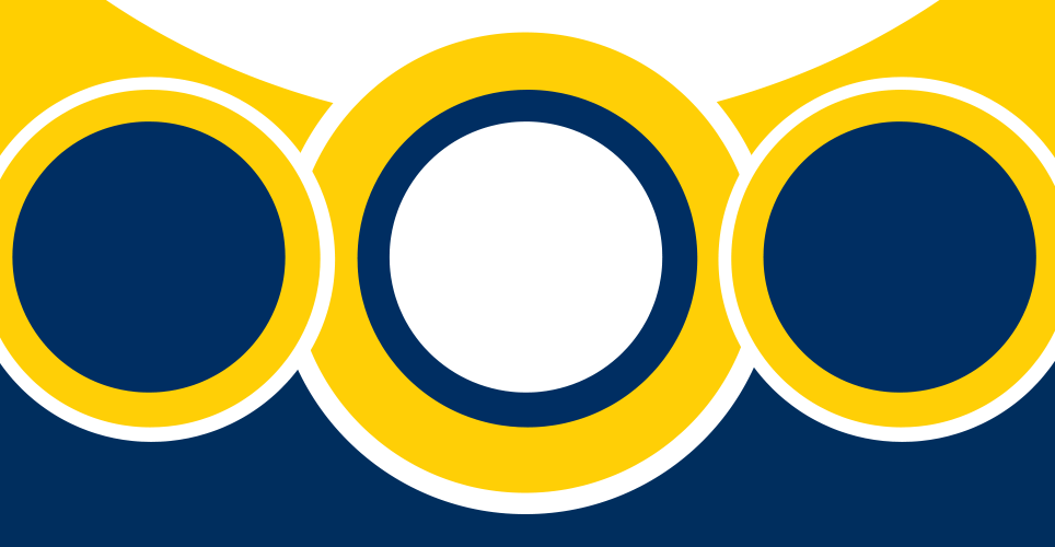 maize and blue circular design for Connecting the Dots