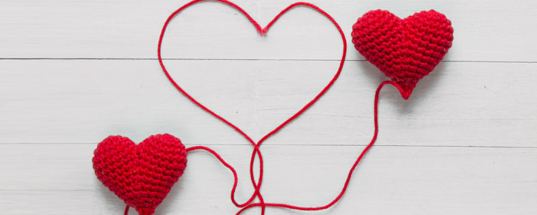 hearts made of red yarn