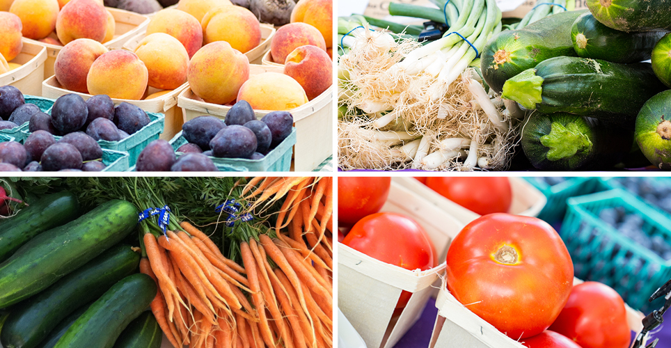 Fresh tomatoes, carrots, fruits and more.