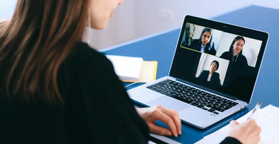 woman in virtual meeting